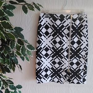 Talbots Navy and white pencil skirt gold zipper